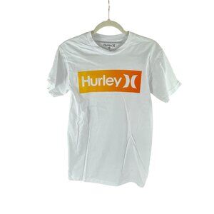 Hurley Youth NWOT Boys Graphic Logo White T-Shirt XS Cotton Short Sleeve Crew Ne